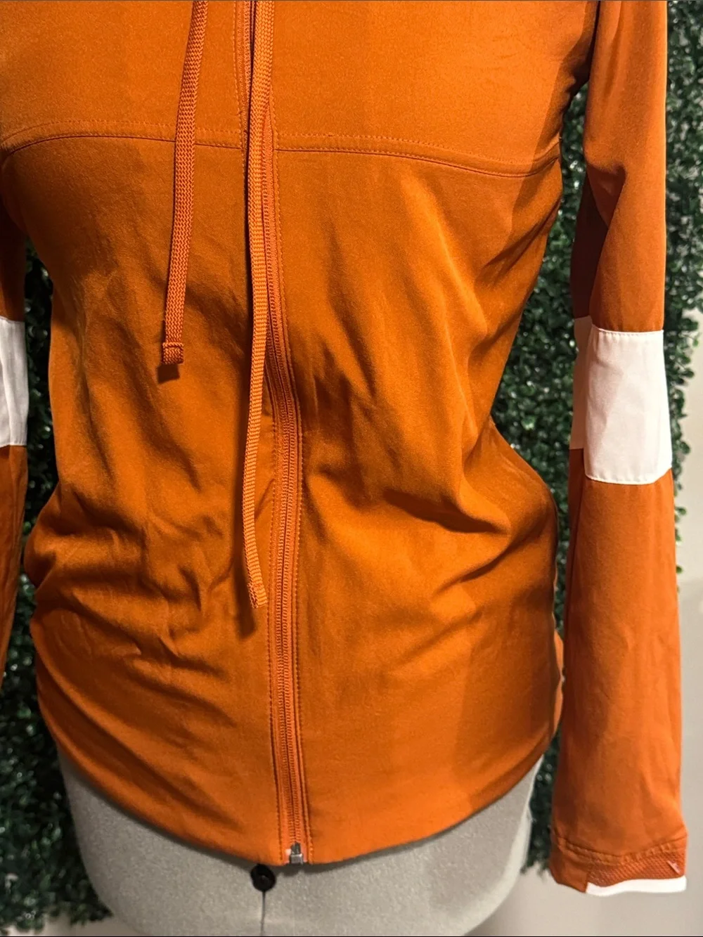 Nike Orange Full-Zip Hooded Jacket with White Sleeve Bands
